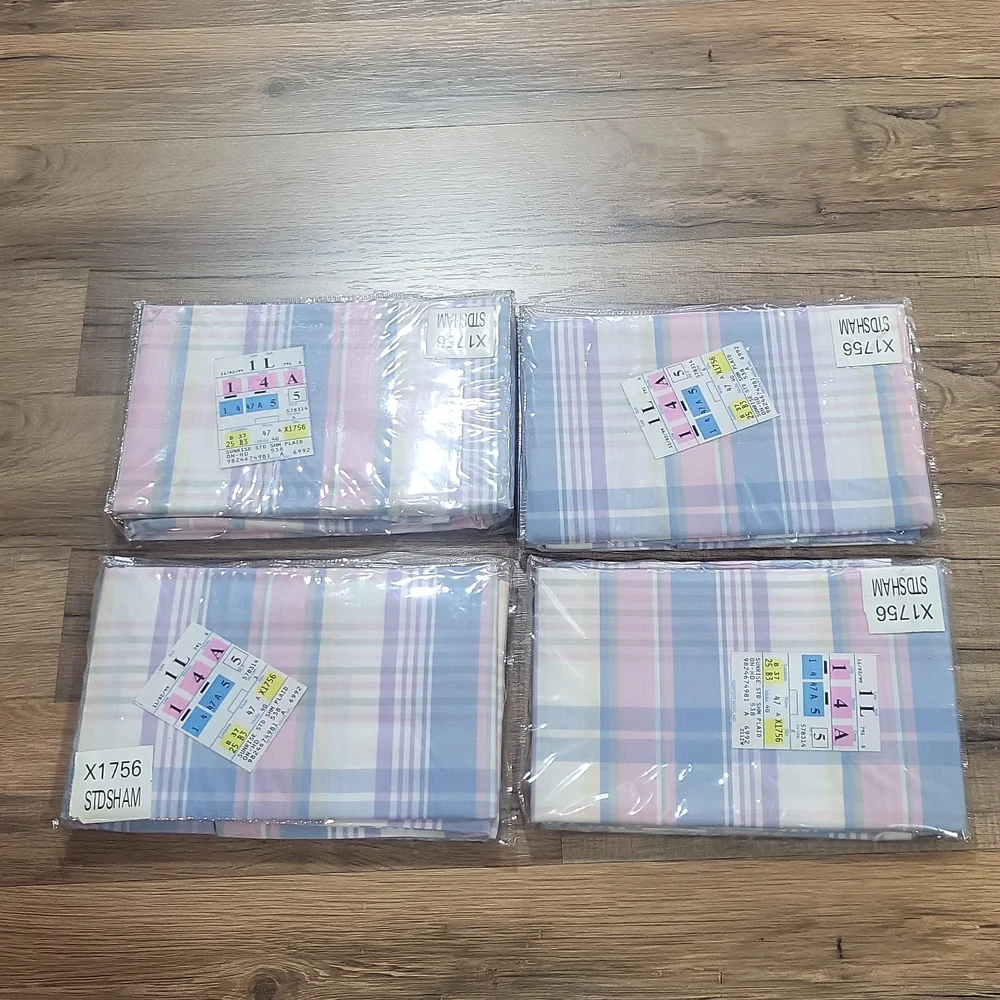 VINTAGE Deadstock Pine Spring Sunrise Standard Sham Plaid - Set of 4 - 11/2/1999